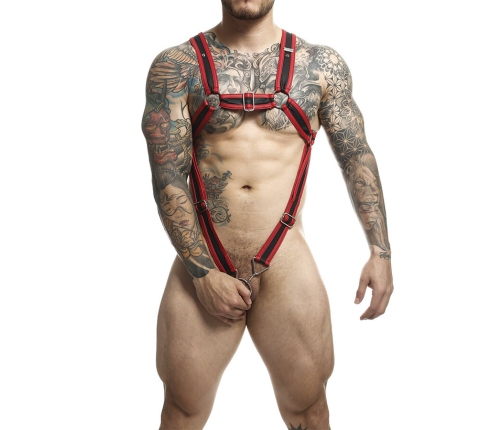 MOB - DNGEON RED CROSSED PENIS HARNESS ONE SIZE
