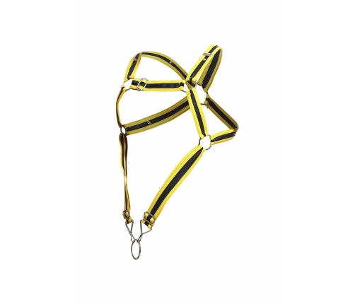 MOB - DNGEON YELLOW CROSSED PENIS HARNESS ONE SIZE