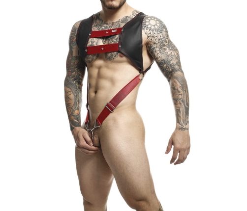MOB - DNGEON HARNESS WITH RED PENIS RING ONE SIZE