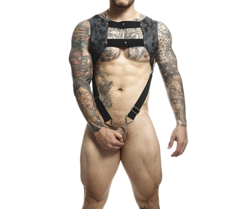 MOB - DNGEON HARNESS WITH SILVER PENIS RING ONE SIZE