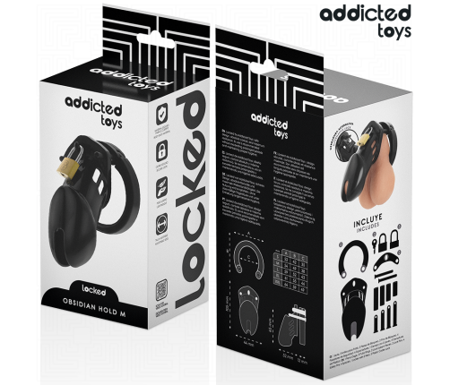 ADDICTED TOYS LOCKED - OBSIDIAN HOLD PENIS CAGE SIZE M
