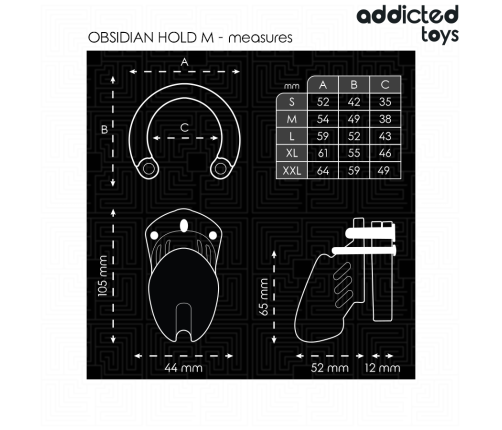 ADDICTED TOYS LOCKED - OBSIDIAN HOLD PENIS CAGE SIZE M
