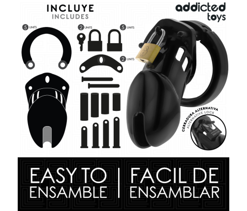 ADDICTED TOYS LOCKED - OBSIDIAN HOLD PENIS CAGE SIZE M