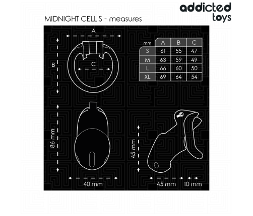 ADDICTED TOYS LOCKED - MINDNIGHT CELL PENIS CAGE SIZE S 4.8 CM