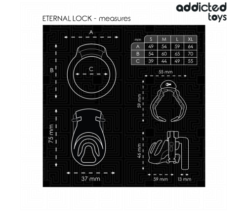 ADDICTED TOYS LOCKED - ETERNAL LOCK PENIS CAGE 9 CM