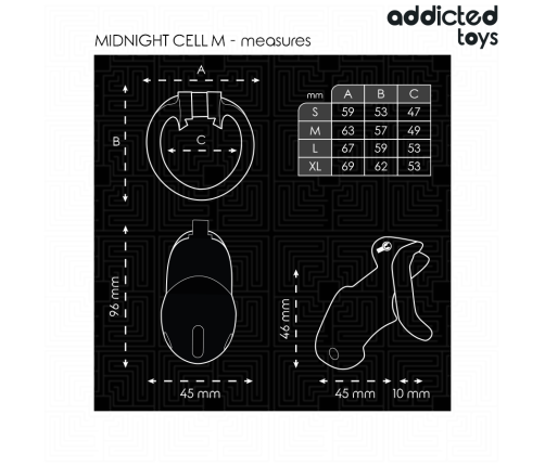 ADDICTED TOYS LOCKED - MINDNIGHT CELL PENIS CAGE 4.2 CM SIZE M