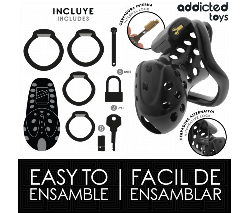 ADDICTED TOYS LOCKED - CHAINED HOLLOW PENIS CAGE 10.5 CM