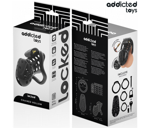 ADDICTED TOYS LOCKED - CHAINED HOLLOW PENIS CAGE 10.5 CM