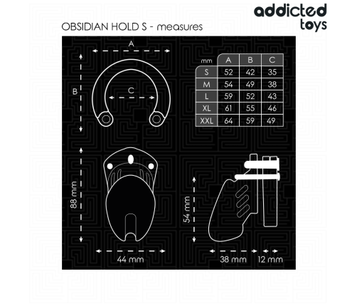 ADDICTED TOYS LOCKED - OBSIDIAN HOLD PENIS CAGE SIZE S