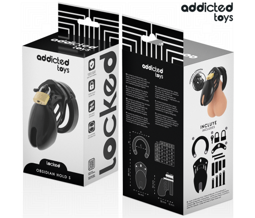 ADDICTED TOYS LOCKED - OBSIDIAN HOLD PENIS CAGE SIZE S
