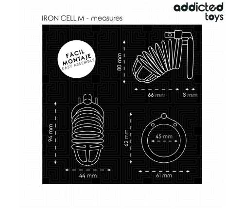 ADDICTED TOYS LOCKED - IRON CELL METAL PENIS CAGE SIZE M