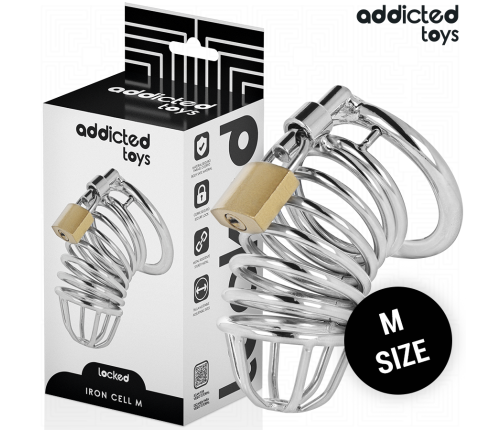 ADDICTED TOYS LOCKED - IRON CELL METAL PENIS CAGE SIZE M