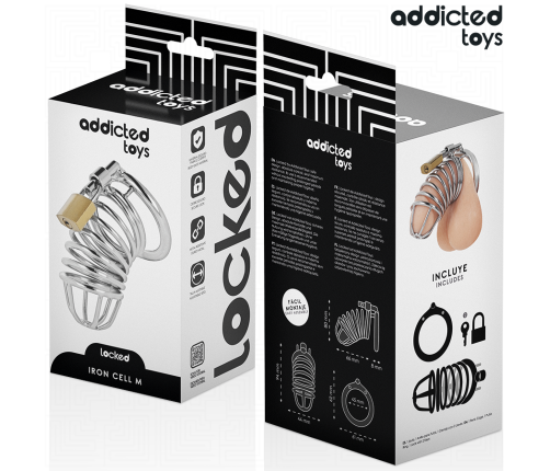 ADDICTED TOYS LOCKED - IRON CELL METAL PENIS CAGE SIZE M