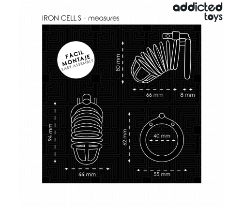 ADDICTED TOYS LOCKED - IRON CELL METAL PENIS CAGE 4 CM SIZE S