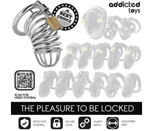 ADDICTED TOYS LOCKED - IRON CELL METAL PENIS CAGE 4 CM SIZE S