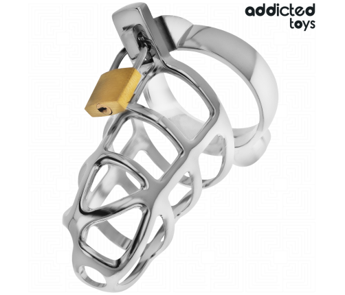 ADDICTED TOYS LOCKED - SILVER LOCK PENIS CAGE METAL SIZE M