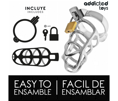 ADDICTED TOYS LOCKED - SILVER LOCK METAL PENIS CAGE SIZE S