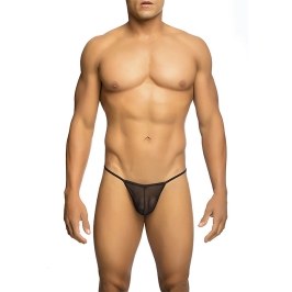 MOB - TRANSPARENT T-SHAPED THONG BLACK SIZE L/XL