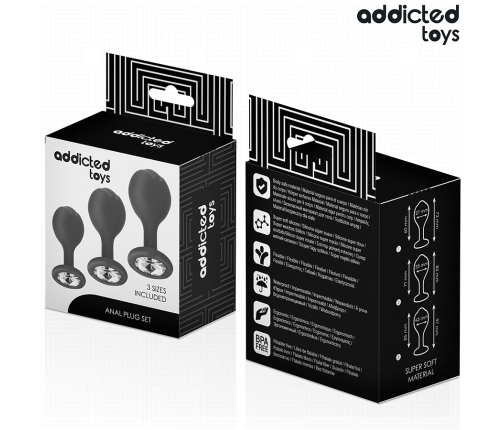 ADDICTED TOYS - SET DE 3 PLUG SILICONA ANAL CON JOYA