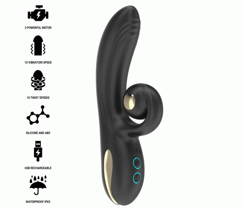 IBIZA - TWISTER VIBRATOR WITH CURVE STIMULATOR AND VIBRO-ROTATION