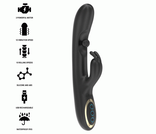 IBIZA - POWERFUL RABBIT VIBRATOR WITH MASSAGING ROLLING PEARL