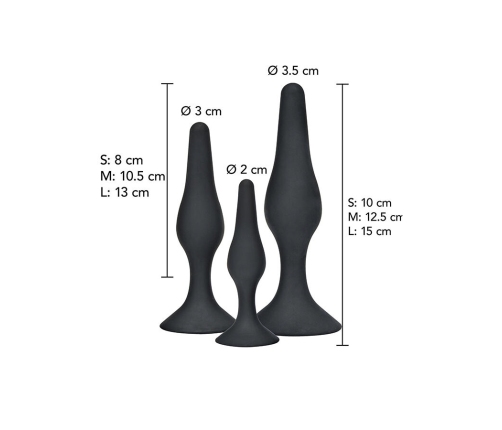 TOYJOY - ANAL PLAY CURVY COMPANIONS ANAL PLUG 3 PIECES BLACK