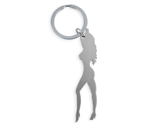 DIABLO PICANTE - KEYRING WITH FEMALE SILHOUETTE IN SILVER COLOR WITH BEER OPENER
