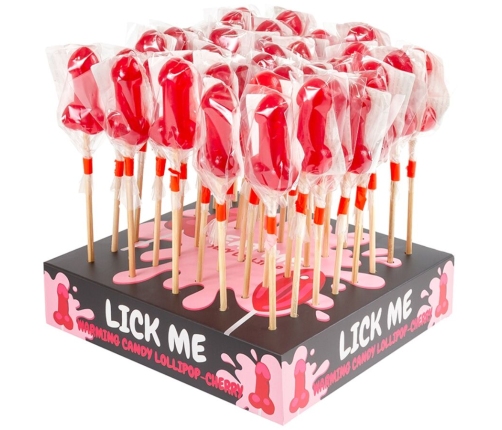 SECRETPLAY - CHERRY CANDY PENIS LOLLIPOP DISPLAY WITH SPICY HEAT EFFECT (40 UNITS)