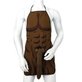 DIABLO PICANTE - MUSCULAR APRON WITH 3D PENIS IN BROWN TONE