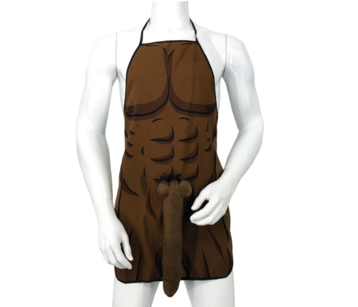 DIABLO PICANTE - MUSCULAR APRON WITH 3D PENIS IN BROWN TONE