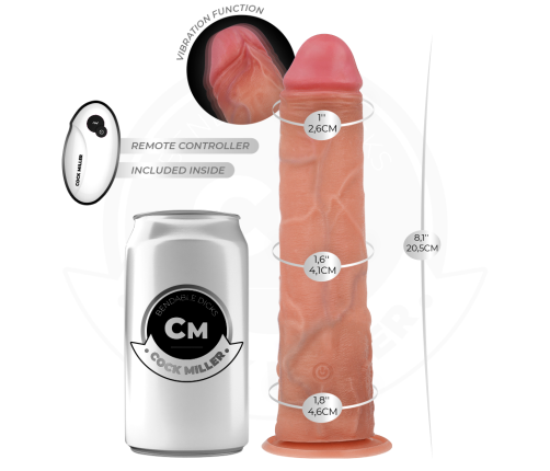 COCK MILLER - REALISTIC DILDO WITH SUCTION CUP AND REMOTE CONTROL VIBRATION 20.5 CM