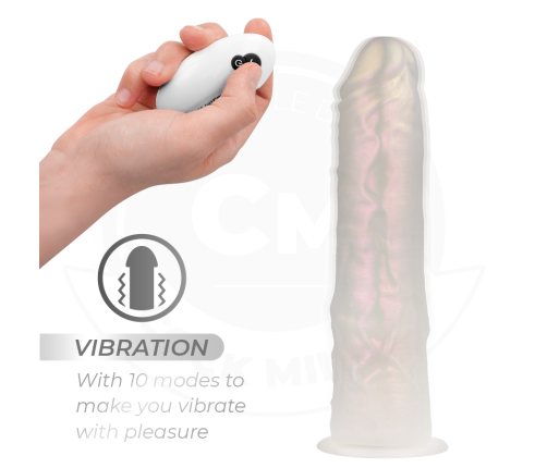 COCK MILLER - DILDO WITH SUCTION CUP, LIGHTS AND VIBRATION WITH REMOTE CONTROL WHITE 20.5 CM