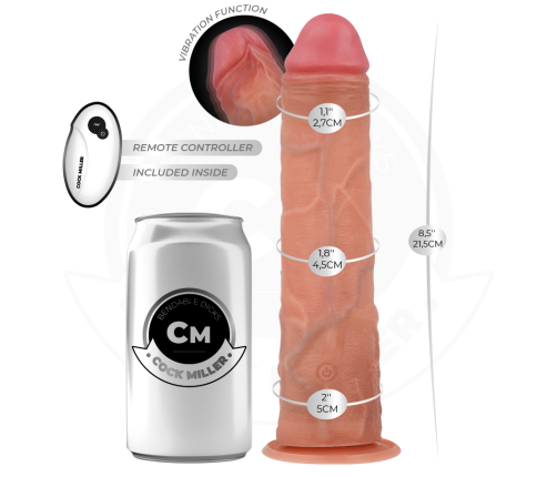 COCK MILLER - REALISTIC DILDO WITH SUCTION CUP AND VIBRATION WITH REMOTE CONTROL 21.5 CM