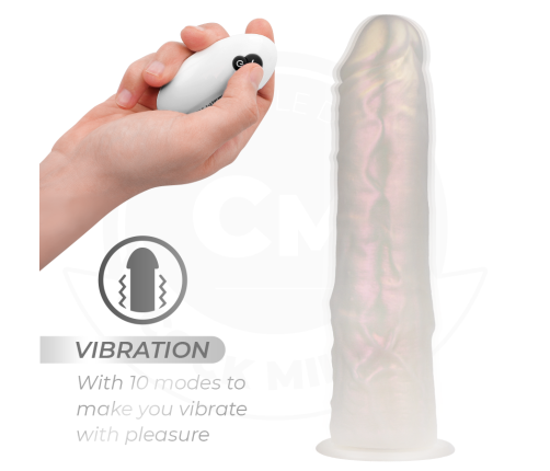 COCK MILLER - DILDO WITH SUCTION CUP, LIGHTS AND VIBRATION WITH REMOTE CONTROL WHITE 21.5 CM