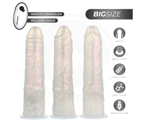 COCK MILLER - DILDO WITH SUCTION CUP, LIGHTS AND VIBRATION WITH REMOTE CONTROL WHITE 21.5 CM