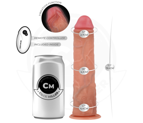 COCK MILLER - REALISTIC DILDO WITH SUCTION CUP AND REMOTE CONTROL VIBRATION 19.5 CM