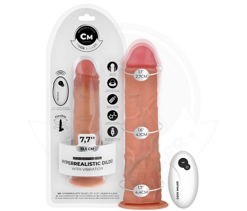 COCK MILLER - REALISTIC DILDO WITH SUCTION CUP AND REMOTE CONTROL VIBRATION 19.5 CM