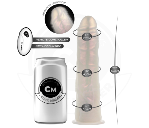 COCK MILLER - DILDO WITH SUCTION CUP, LIGHTS AND VIBRATION WITH REMOTE CONTROL WHITE 19.5 CM