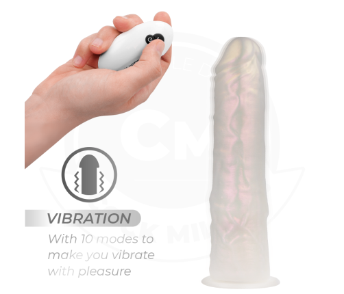 COCK MILLER - DILDO WITH SUCTION CUP, LIGHTS AND VIBRATION WITH REMOTE CONTROL WHITE 19.5 CM