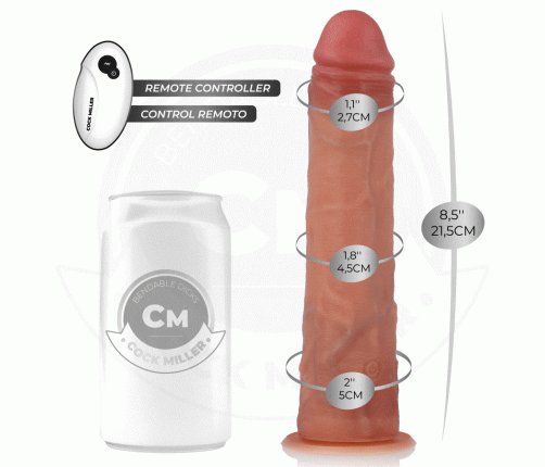 COCK MILLER - HYPER-REALISTIC DILDO WITH SUCTION CUP AND THRUSTING WITH REMOTE CONTROL 21.5 CM