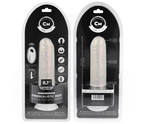 COCK MILLER - DILDO WITH SUCTION CUP, LIGHTS AND VIBRATION WITH REMOTE CONTROL WHITE 20.5 CM