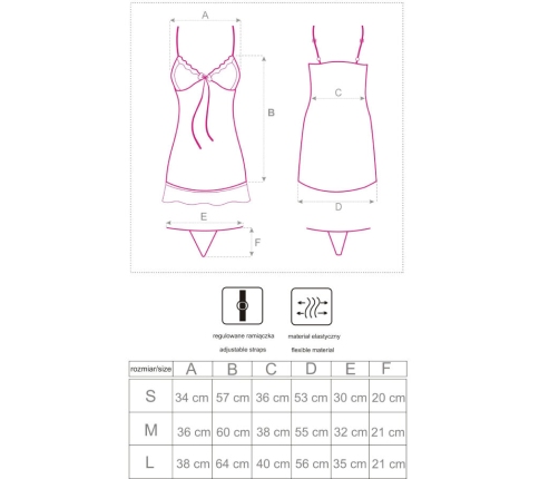 LIVCO CORSETTI FASHION - HYEONA 1710 BABYDOLL + THONG ROSE XL