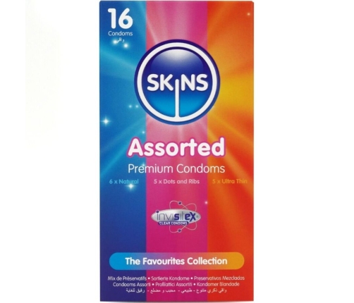 SKINS - ASSORTED PREMIUM CONDOMS PACK 16