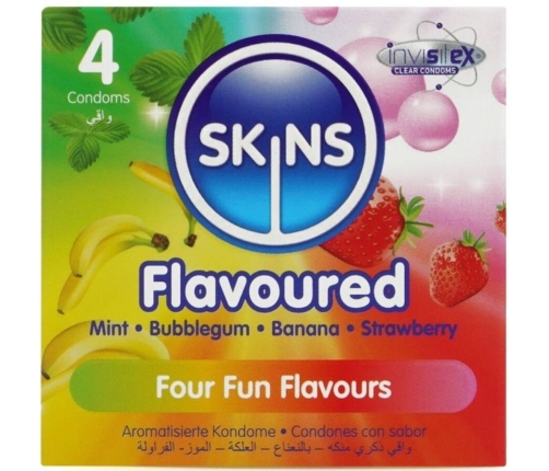 SKINS - MULTI FLAVORS PREMIUM CONDOMS PACK 4