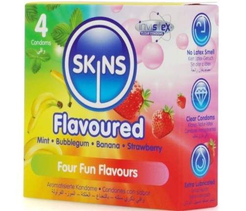 SKINS - MULTI FLAVORS PREMIUM CONDOMS PACK 4