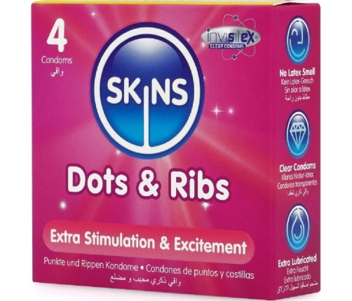 SKINS - DOTS & RIBS PREMIUM CONDOMS PACK 4