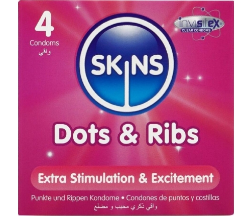 SKINS - DOTS & RIBS PREMIUM CONDOMS PACK 4