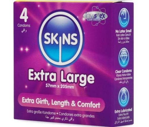 SKINS - EXTRA LARGE PREMIUM CONDOMS PACK 4