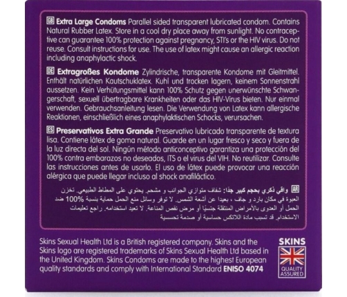 SKINS - EXTRA LARGE PREMIUM CONDOMS PACK 4