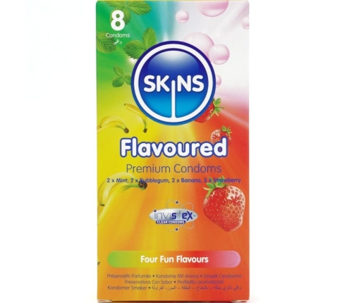 SKINS - MULTI FLAVORS PREMIUM CONDOMS PACK 8